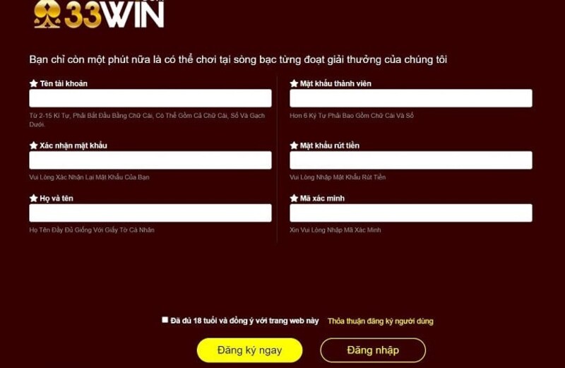 Chi tiết các bước đăng ký 33win Chi tiết các bước đăng ký 33win